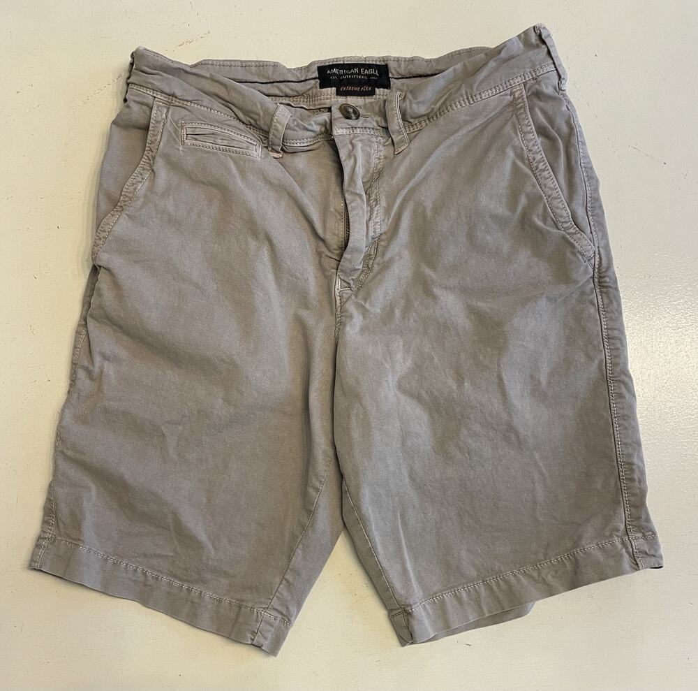 American Eagle Outfitters Extreme Flex Men’s 28 Beige Cargo Shorts Stretch Slim